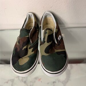 Vans Kids Green Camouflage Slip-On Sneakers